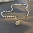 Zirconia Flower Pearl Necklace Necklaces Claire & Clara