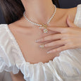 Zirconia Flower Pearl Necklace Necklaces Claire & Clara