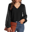 Zoey Chiffon Flower Long Sleeve Top Top Claire & Clara Black S