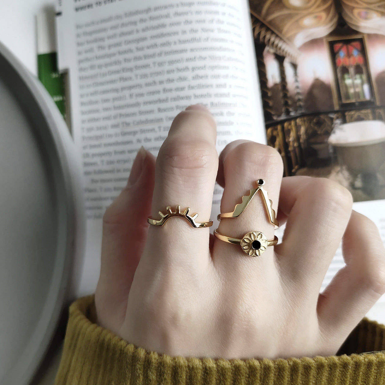 Adjustable Evil Eye 3-in-1 Combo Ring Rings Claire & Clara 