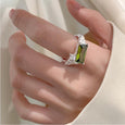 Adjustable Green Zirconia Geometric Ring Rings Claire & Clara 