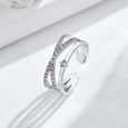 Adjustable Opening Cross Double Layer Ring Rings Claire & Clara Silver 