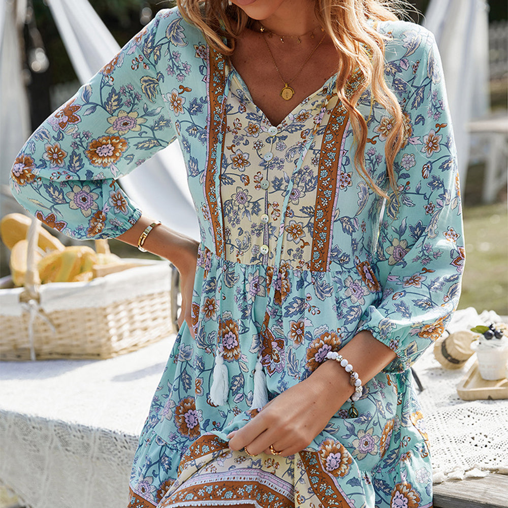 Alana Bohemian V-Neck Casual Dress Dresses Claire & Clara 