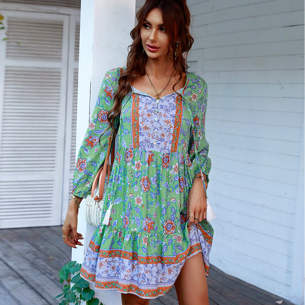 Alana Bohemian V-Neck Casual Dress Dresses Claire & Clara 