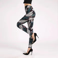 Alison Printed High Waist Elastic Leggings Bottoms Claire & Clara One Size Black-blue Ink 