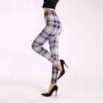 Alison Printed High Waist Elastic Leggings Bottoms Claire & Clara One Size Pink-blue Plaid 