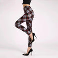Alison Printed High Waist Elastic Leggings Bottoms Claire & Clara One Size Red-blue Plaid 