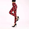 Alison Printed High Waist Elastic Leggings Bottoms Claire & Clara One Size Red Plaid 