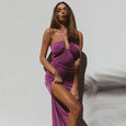 Alyssa Halter Cut Out Backless V-Neck Dresses Dresses Claire & Clara Purple S 