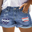 American Flag Hole Tassel Denim Shorts Bottoms Claire & Clara 