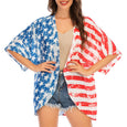 American Flag Print Half Sleeve Casual Cover-up Top Claire & Clara 
