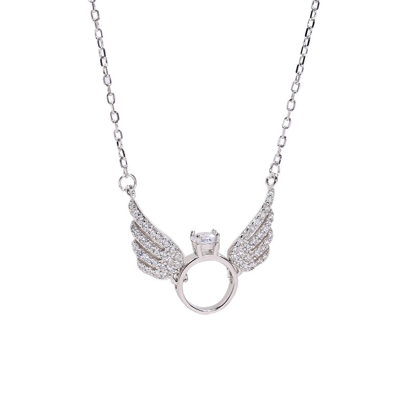 Custom Angel Wings Birthstones Necklace | Angel wing necklace, Necklace  chain types, Wing necklace