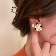 Asymmetrical Flower And Leaf Pearl Earrings Earrings Claire & Clara 