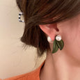 Asymmetrical Flower And Leaf Pearl Earrings Earrings Claire & Clara 