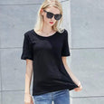 Ava Solid Color Basic Tee Top Claire & Clara Black M 