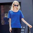 Ava Solid Color Basic Tee Top Claire & Clara Blue M 