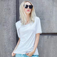 Ava Solid Color Basic Tee Top Claire & Clara White M 