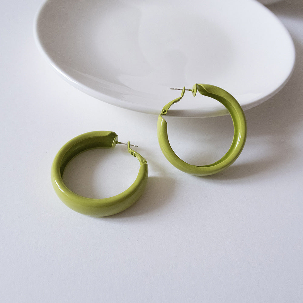 Avocado Green Circle Minimalist Earrings Earrings Claire & Clara 