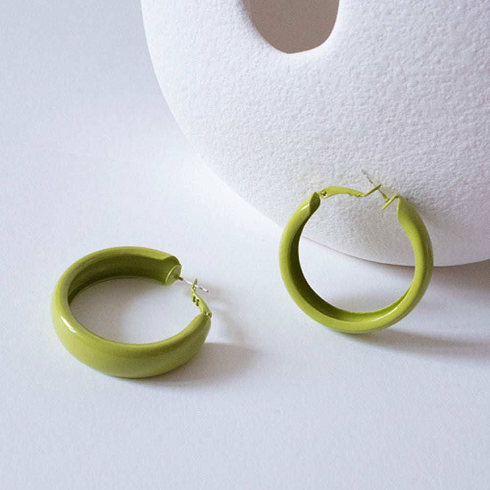 Avocado Green Circle Minimalist Earrings Earrings Claire & Clara 