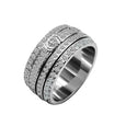 B1G1 Full Diamond Rotatable Anxiety Relief RING Claire & Clara Silver 6 