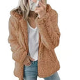 Basic Plush Solid Color Casual Hoodie Outerwear Claire & Clara Brown S 