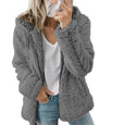 Basic Plush Solid Color Casual Hoodie Outerwear Claire & Clara Dark Grey S 