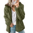 Basic Plush Solid Color Casual Hoodie Outerwear Claire & Clara Green S 