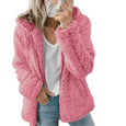 Basic Plush Solid Color Casual Hoodie Outerwear Claire & Clara Pink S 