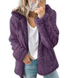 Basic Plush Solid Color Casual Hoodie Outerwear Claire & Clara Purple S 