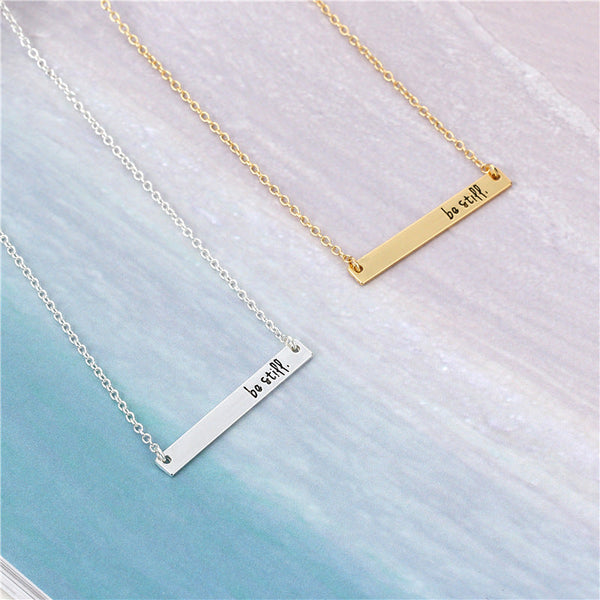 'Be Still' Horizontal Bar Pendant Necklace Necklace Claire & Clara 
