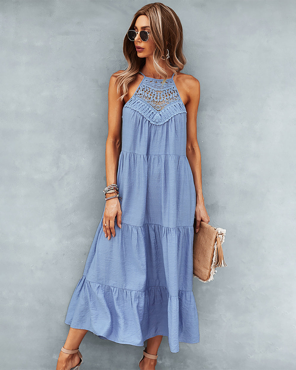 Boho Halter Lace Hollow Out Casual Dress Dresses Claire & Clara 