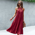 Boho Halter Lace Hollow Out Casual Dress Dresses Claire & Clara Wine S 