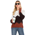 Bonnie Color Block Sweater Top Claire & Clara Brown S 