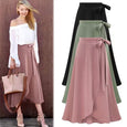 Bow High Rise Irregular Slit Skirt Bottoms Claire & Clara 