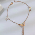 Butterfly Summer Tassel Rhinestone Anklet Anklet Claire & Clara Gold 