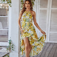 Carly Boho Halter Neck Floral Maxi Dress Dresses Claire & Clara Yellow S 