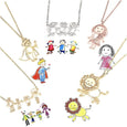 Children's Drawing Customized Keychain & Necklace Necklace Claire & Clara Necklace Gold 