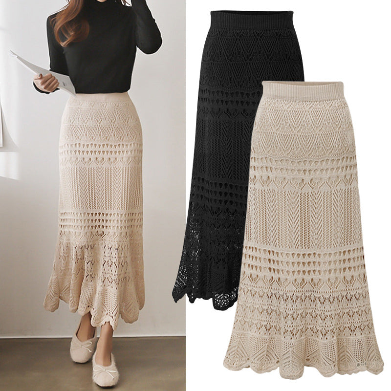 Chloe Plus Size Fishtail Crochet Hollow Skirt