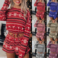 Christmas Pajamas Long Sleeve Short Set Set Claire & Clara Red S 