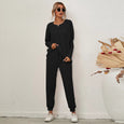 Connie Solid Color Casual Pajamas Set Set Claire & Clara Black S 