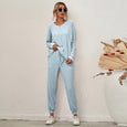 Connie Solid Color Casual Pajamas Set Set Claire & Clara Blue S 