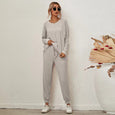 Connie Solid Color Casual Pajamas Set Set Claire & Clara Grey S 