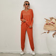 Connie Solid Color Casual Pajamas Set Set Claire & Clara Orange S 