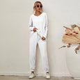 Connie Solid Color Casual Pajamas Set Set Claire & Clara White S 