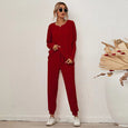 Connie Solid Color Casual Pajamas Set Set Claire & Clara Wine S 