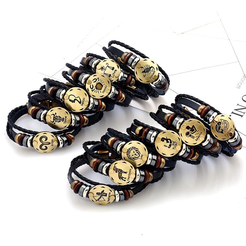 Constellation Vintage Multi-layer Braided Leather Bracelet Barrette Claire & Clara 