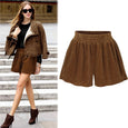 Corduroy High Waist Winter Loose Shorts Bottoms Claire & Clara US 4 Brown 