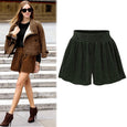 Corduroy High Waist Winter Loose Shorts Bottoms Claire & Clara US 4 Green 