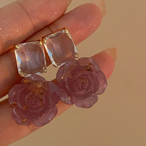 Crystal Pink Rose Gemstone Earrings Earrings Claire & Clara 