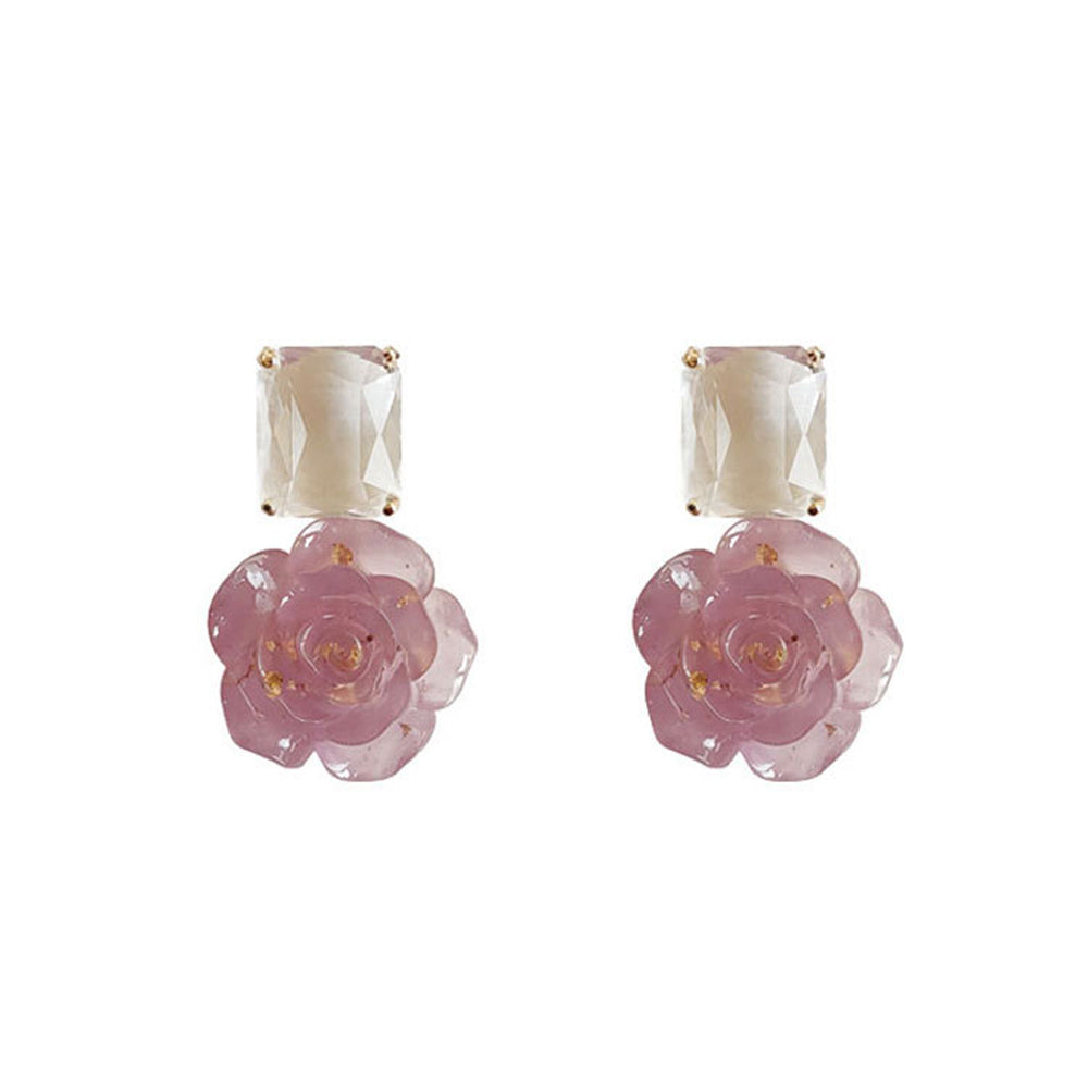 Crystal Pink Rose Gemstone Earrings Earrings Claire & Clara Pink 